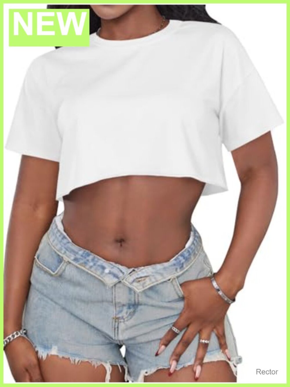 Women's Oversized Crop Top Short Sleeve Crew Neck Loose Fit Y2K Tee